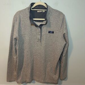 L.L. Bean 100% Cotton Gray Snap Button Popover Sweater Size XL